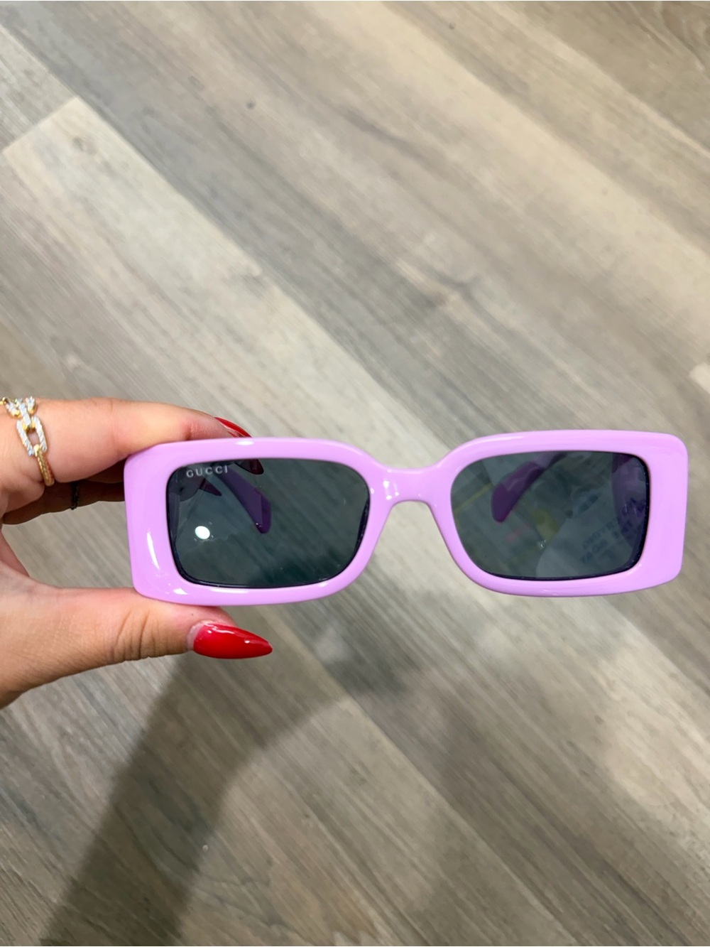 Gucci Pink Rectangular Sunglasses